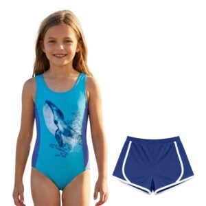 DIRTY CLOTHES Girls Quick-Dry 2-Piece Swimsuit–Two Layered Scoop Neck Tankini Top with Three Layered Swim Shorts–Stylish Swimwear for Beach & Pool (5-14Y)