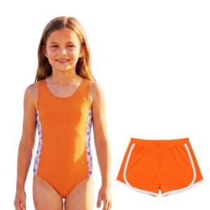 DIRTY CLOTHES Girls Quick-Dry 2-Piece Swimsuit–Two Layered Scoop Neck Tankini Top with Three Layered Swim Shorts–Stylish Swimwear for Beach & Pool (5-14Y)