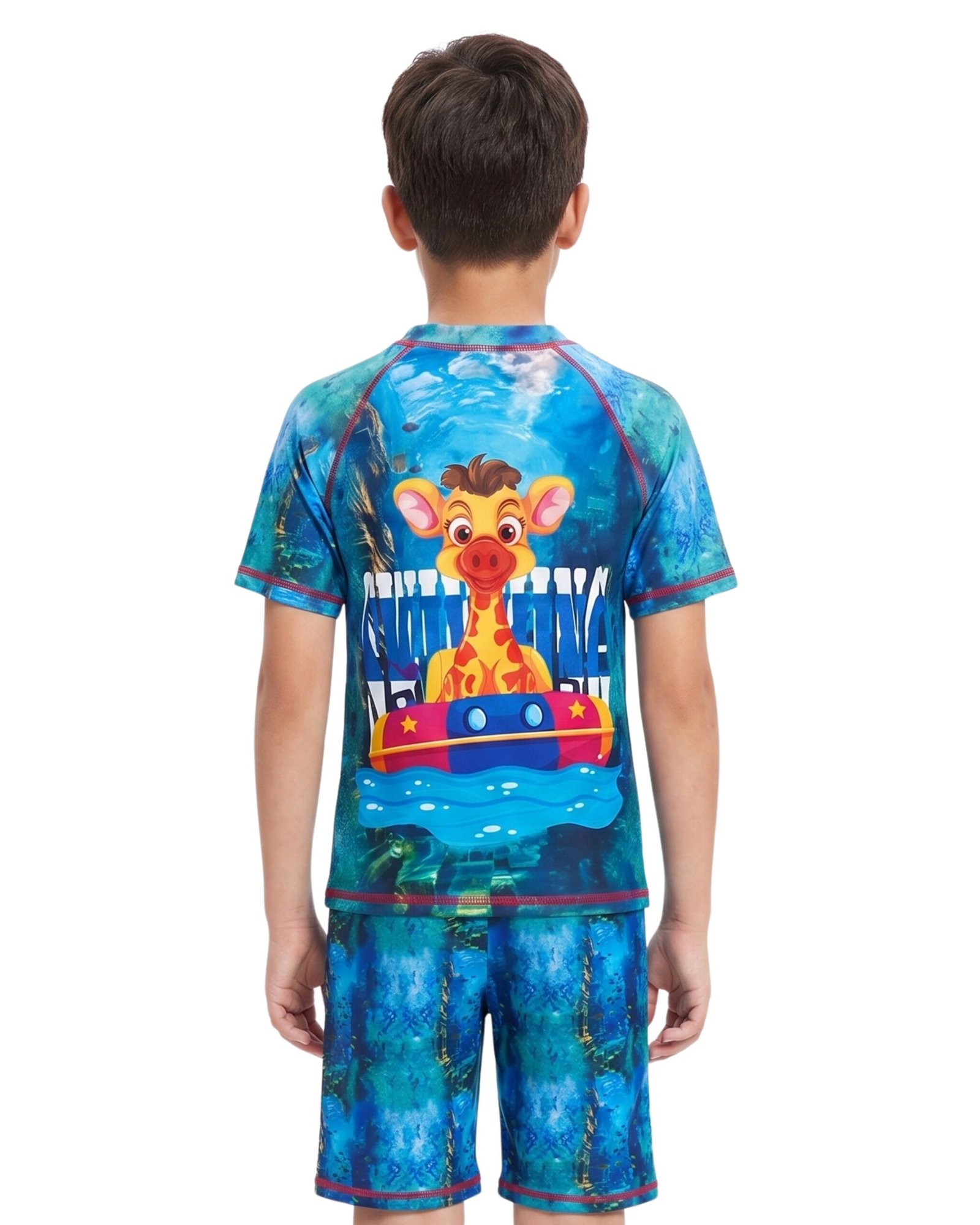 DIRTY CLOTHES Boys Quick-Dry 2-Piece Ocean Life Swimsuit Set–Layered Crew Neck Tee with Layered Swim Shorts–Comfortable Swimwear for Beach & Pool (5-14Y) - Image 2