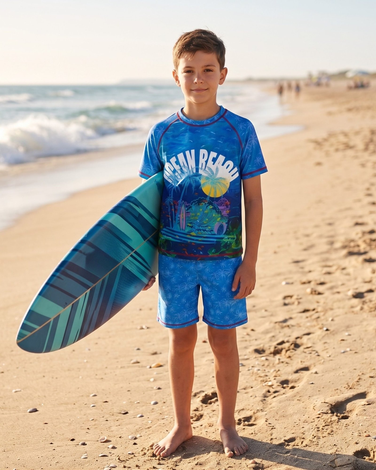 DIRTY CLOTHES Boys Quick-Dry 2-Piece Ocean Life Swimsuit Set–Layered Crew Neck Tee with Layered Swim Shorts–Comfortable Swimwear for Beach & Pool (5-14Y) - Image 6